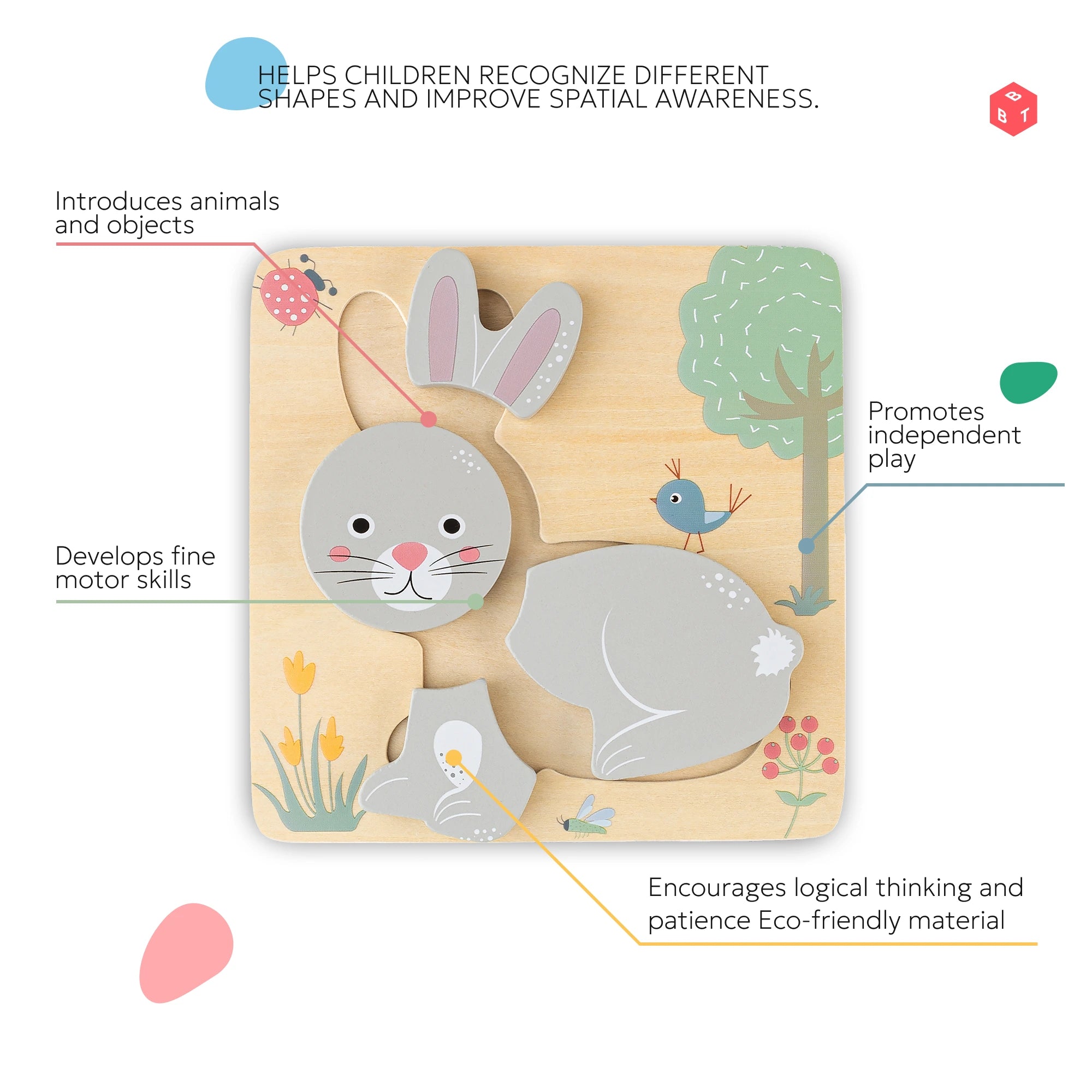 BusyBuddyToys™ Wooden Puzzle Rabbit